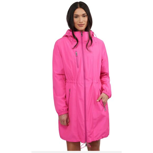 Pajar Essen Longline Packable Raincoat Removable Hood Pink Glo M - Picture 3 of 15